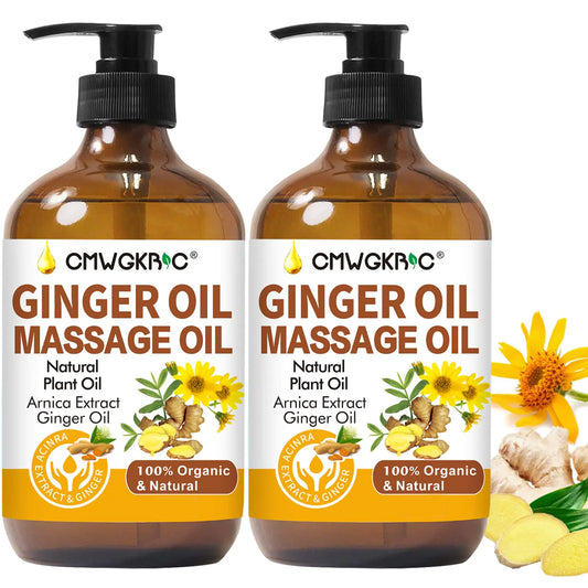 2 Pack Ginger Oil Lymphatic Drainage MassageBelly Drainage Ginger Oil-Warming Tired Sore Muscle Ginger Massage Oils With Natural Arnica ExtractGrapeseed OilVitamin E Massage Oil for Massage Therapy