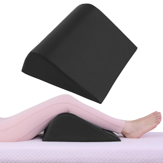 HOMBYS Wedge Bolster Pillow for LegsKnee Wedge Pillow for Massage TableTriangle Massage Bolsters for Under LegsPU Leather Waterproof Foam Tatoo Pillow (Black)