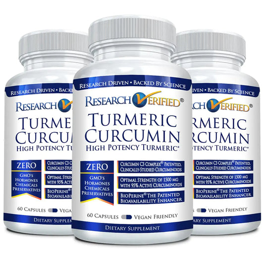 Research Verified Turmeric Curcumin - with BioPerine Curcumin C3 Complex - Vegan - Made in The USA - 180 Capsules - Made in The USA