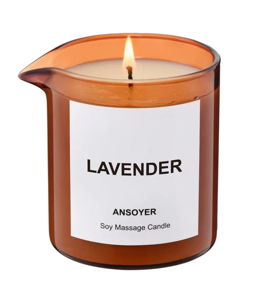 ANSOYER Massage Oil Candle| Massage Oil for Massage Therapy| Massage Lotion Candle| 8 OZ| Amazing Gift for Men or Women (Lavender)