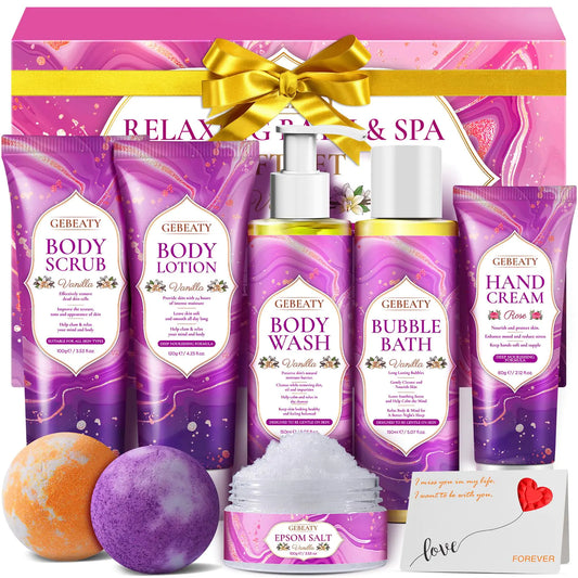 Spa Gifts for WomenUnique Mom Wife Womens Birthday Gifts to Relax & Stress RelifeRelaxing Spa Gifts Basket for WomenVanilla Spa Gift Set KitBath Set for Women Christmas Stocking Stuffers for Her