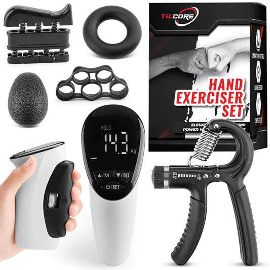 Grip Strength Tester & Grip Strength Trainer Kit Hand Grip Dynamometer Forearm Strengthener Dynamometer Grip Strength Meter Grip Tester Hand Gripper Strengthener Forearm Exerciser & Grip Trainer