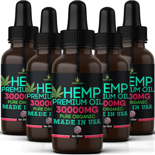 Hemp Oil-5 Pack-High Potensy Hemp Seed Oil-Organic Extract Full Flavor Natural Benefits-Made in USA-for Skin Relief Sleep Calm Discomfort Muscles Massage-Safe for Pets-Full Omega 3 6 9