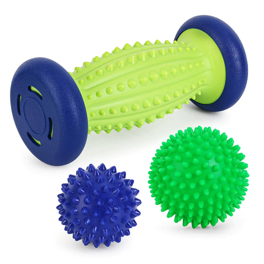 Plantar Fasciitis Roller Foot Massage Ball-Foot Ball Roller Massager SetMassage Balls and Foot Roller for Plantar Fasciitis Relief | Trigger Point Therapy(1 Foot Massage Roller+2 Spiky Massage Balls)