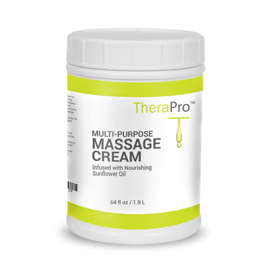 Multi-Purpose Massage Cream by TheraPro - 1/2 Gallon - Hypoallergenic Unscented Cream - Massaging Cream Infused with Jojoba Avocado Oil Sweet Almond Oil - Non-Greasy & Unscented Massage Cream