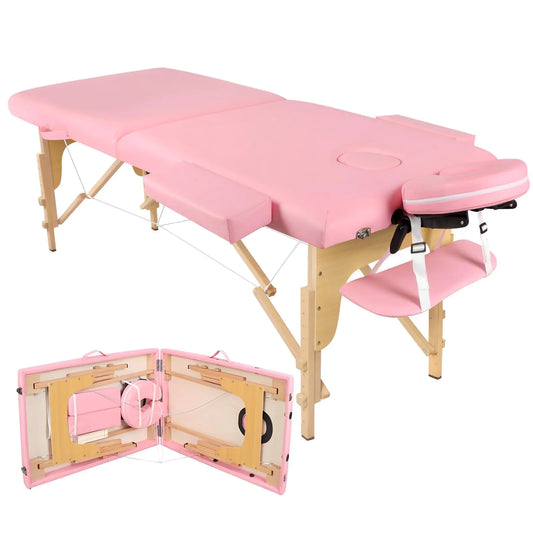 Higliocas Massage Table Portable Lash Bed: 2-Zone Wooden Massage Bed Foldable Esthetician Bed for Physical Therapy & Tattoo & Spa & Eyelash tech