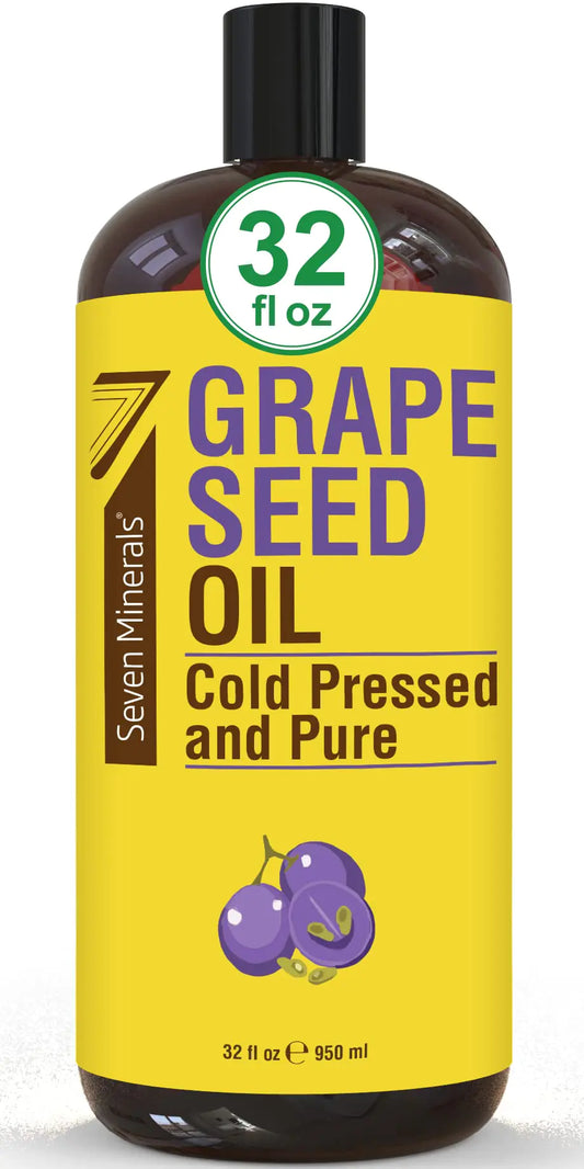 Pure Cold Pressed Grapeseed Oil - Big 32 fl oz Bottle - Non-GMO Hexane Free Natural & Lightweight Grape Seed Oil for All Skin Types and Hair - Perfect Carrier Oil for Massage Therapy & Aromatherapy
