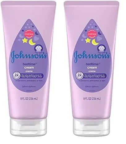 Johnsons Baby Bedtime Moisturizing Body Cream Relaxing Aromas Night Time Baby Massage Cream for Dry Skin Relief Hypoallergenic No Parabens Phthalates or Dyes 8 fl. oz (Pack of 2)