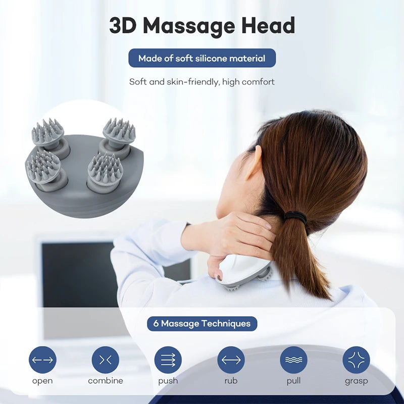 Electric massager for health care and relaxation of deep body tissues, scalp massage, kneading and vibration device massager