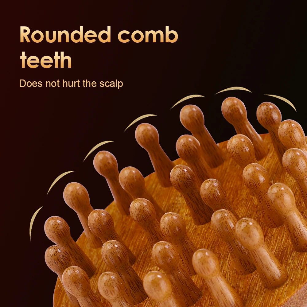 Multi-Functional Wood Therapy Massage Comb Scalp Head Massager Natural Sandalwood Circular Tooth Guasha Scraping Body Massager