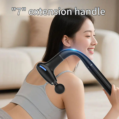 Handheld home massagers, massage guns with extended handles, and back massagers for relieving deep tissue pain