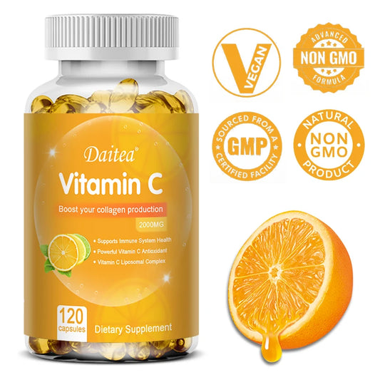 Vitamin C Capsules - 2000mg, Promote Collagen Production, Support Skin and Immune Health, Powerful Antioxidant, 120 Capsules