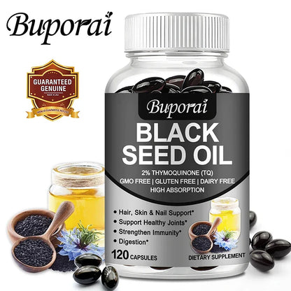 Black Seed Oil - Supports Immune, Joint, Digestive, Hair, Skin Health - Non-GMO, Gluten Free Supplement