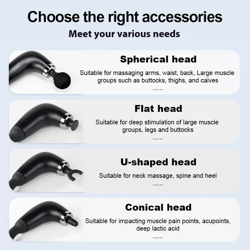 Handheld home massagers, massage guns with extended handles, and back massagers for relieving deep tissue pain