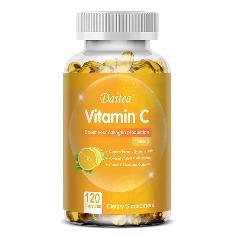 Vitamin C Capsules - 2000mg, Promote Collagen Production, Support Skin and Immune Health, Powerful Antioxidant, 120 Capsules