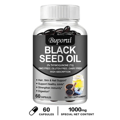 Black Seed Oil - Supports Immune, Joint, Digestive, Hair, Skin Health - Non-GMO, Gluten Free Supplement