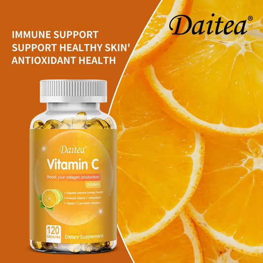 Vitamin C Capsules - 2000mg, Promote Collagen Production, Support Skin and Immune Health, Powerful Antioxidant, 120 Capsules