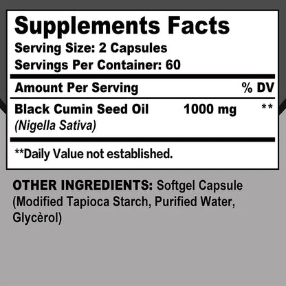 Black Seed Oil - Supports Immune, Joint, Digestive, Hair, Skin Health - Non-GMO, Gluten Free Supplement
