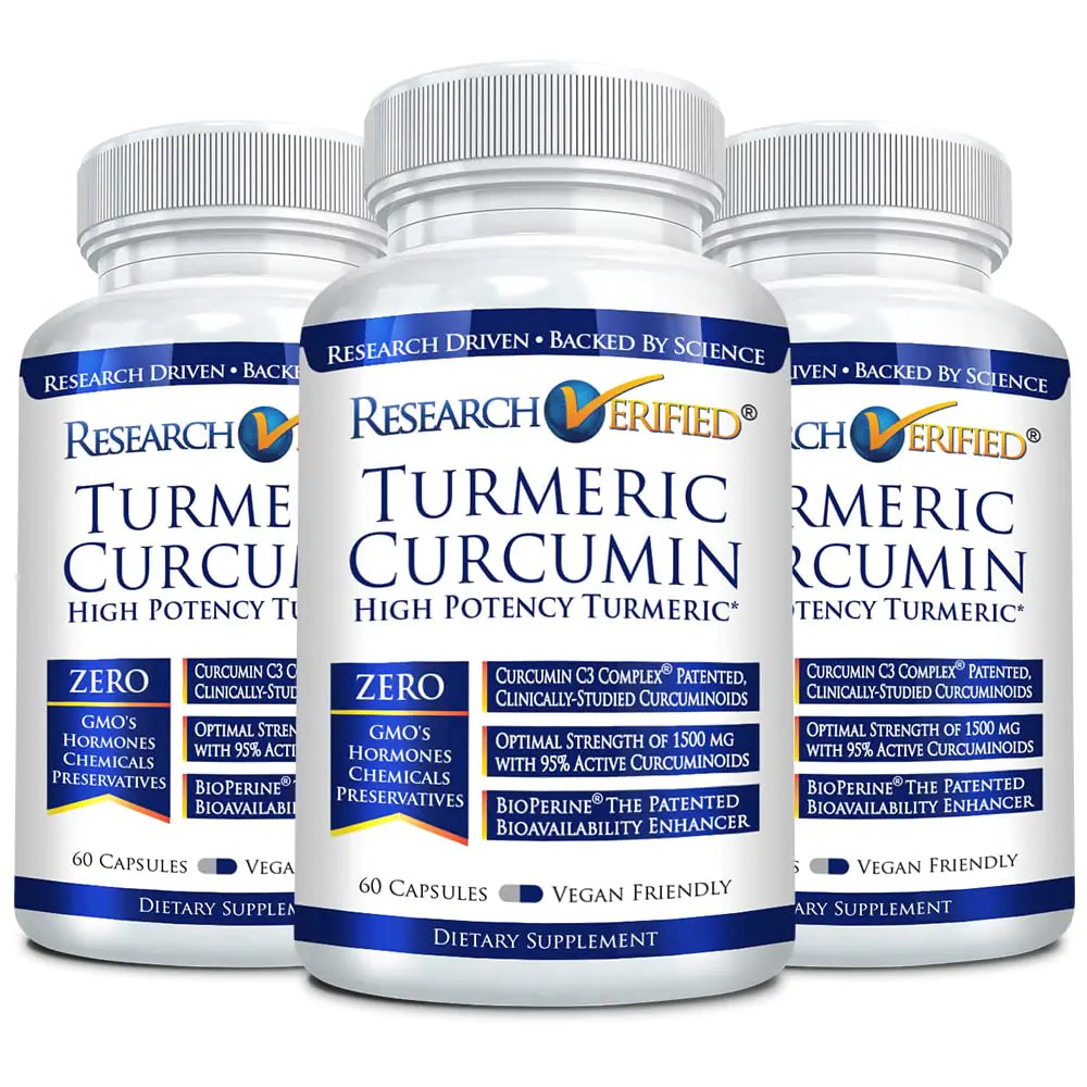 Research Verified Turmeric Curcumin - with BioPerine Curcumin C3 Complex - Vegan - Made in The USA - 180 Capsules - Made in The USA
