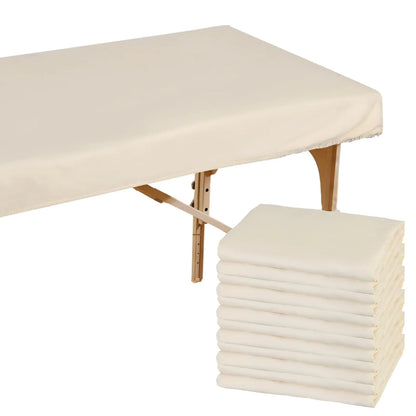 Macarrie 6 Pack Microfiber Massage Table Sheets Soft Massage Table Cover Reusable Spa Bed Sheets Salon Table Protective Cover Massage Table Fitted Sheets(Beige)