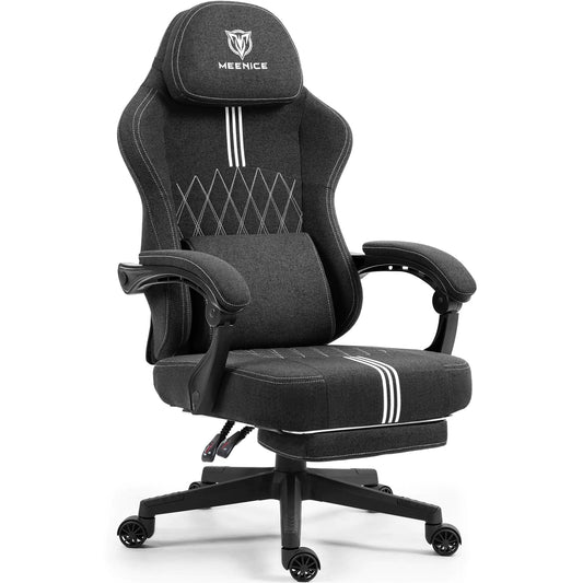 Gaming Chair with Footrest and Pocket Spring CushionBig and tall Fabric game chair with Cooling Gel and Massage LumbarAdjustable High Back Ergonomic Computer Chair for Adults-Supports up to 300LBS