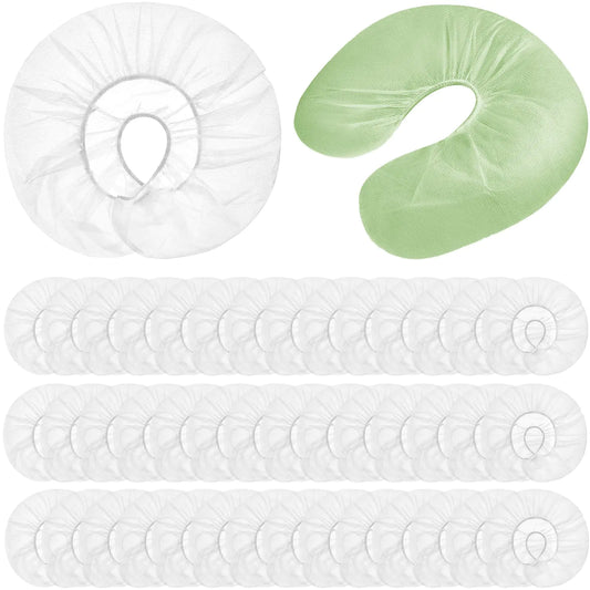 Jecery 300 Pcs Disposable Face Cradle Covers for Massage Table Headrest Covers Fitted Massage Neck Pillow Cover White