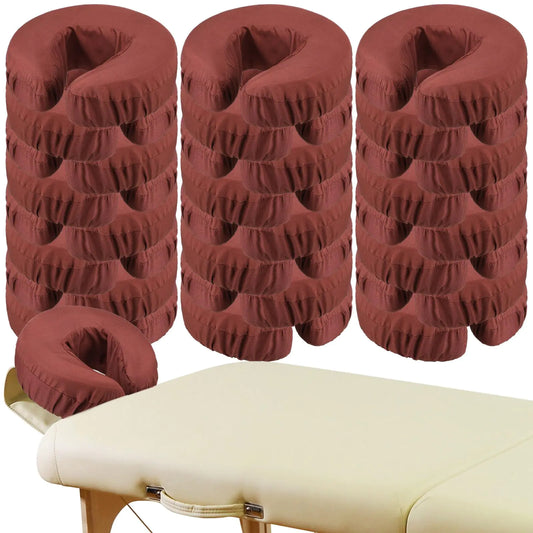 Macarrie 24 Pcs Face Cradle Covers for Massage Table Microfiber Reusable Soft Thicker Massage Table Head Rest Covers Bulk Oil Proof Headrest Cradle Sheets for Spa Beauty Salons(Brown)