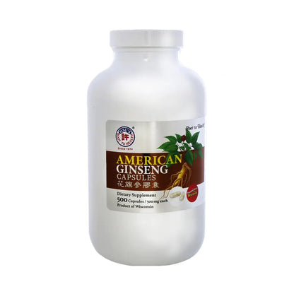 Hsus Ginseng SKU 1005 | American Ginseng Capsules 500ct | Cultivated American Ginseng from Marathon County Wisconsin USA | 许氏花旗参丸 | 500ct Bottle 西洋参 B000153QYQ