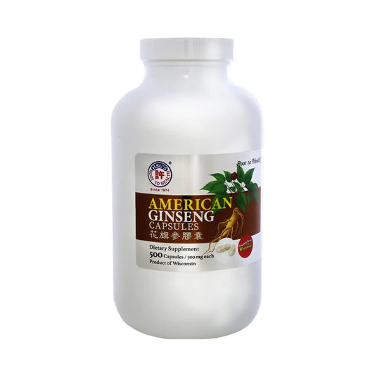 Hsus Ginseng SKU 1005 | American Ginseng Capsules 500ct | Cultivated American Ginseng from Marathon County Wisconsin USA | 许氏花旗参丸 | 500ct Bottle 西洋参 B000153QYQ